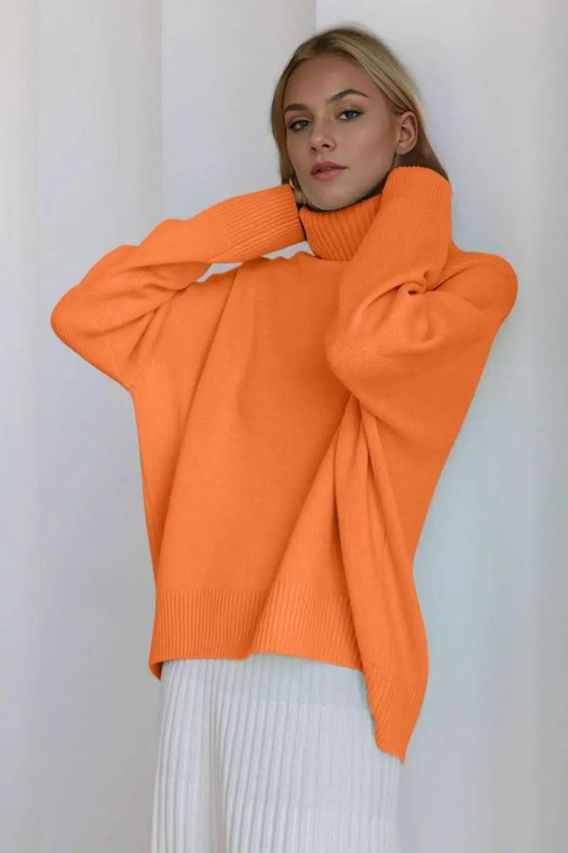Basic Bae Turtleneck Dropped Shoulder Long Sleeve Sweater - Love Salve